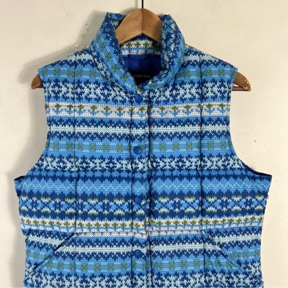 Lands End Women’s Blue Goose-down feathers Puffer Vest Size Medium Snap Closure - Picture 3 of 10